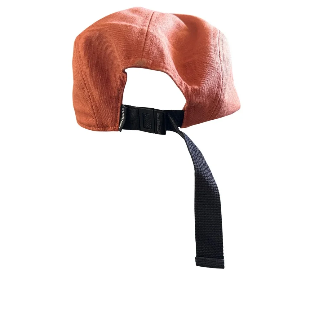 Cotopaxi 5 Panel Camp Hat Rust Orange Recycled Polyester Adjustable Llama Patch